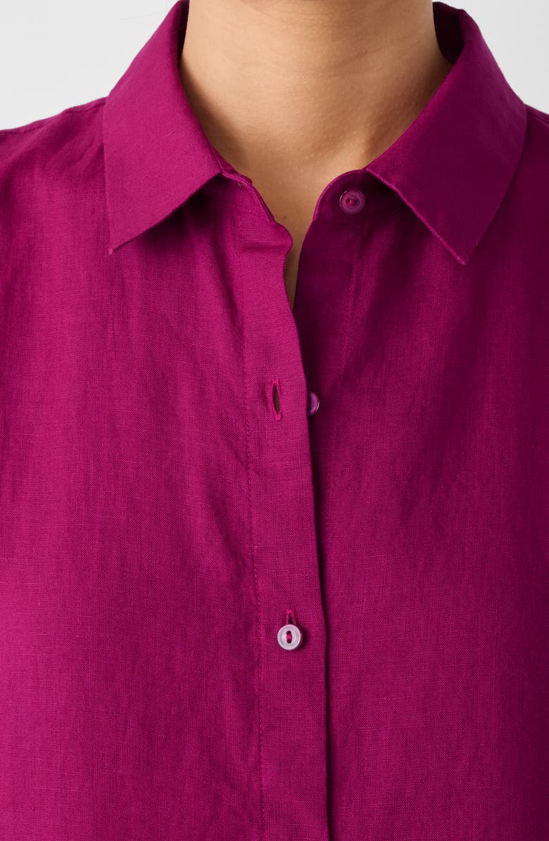Eileen Fisher Classic Sleeveless Organic Linen Button-Up Shirt, Alternate, color, Sangria