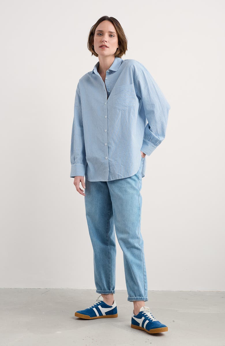 Seasalt Cornwall Sea Path Oversize Organic Cotton Poplin Button-Up Shirt, Alternate, color, Mini Sunrise Skipper