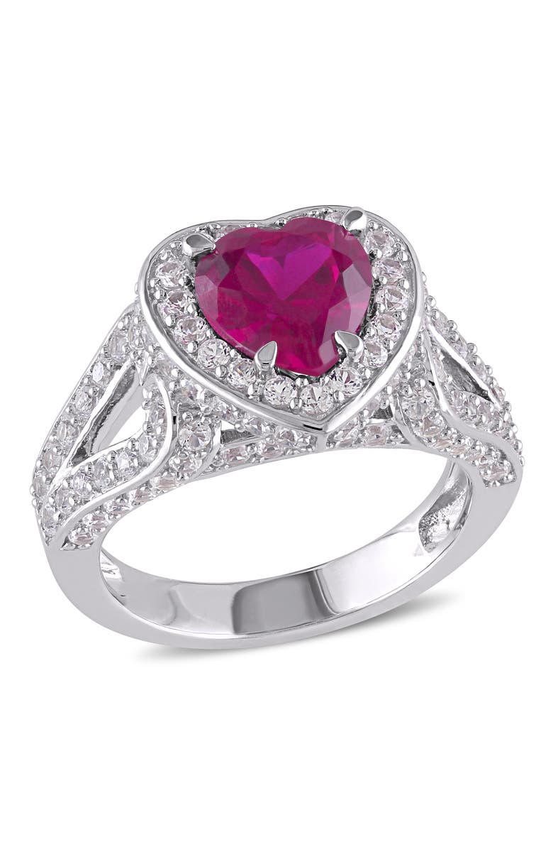 Julianna B. Created Ruby & White Sapphire Heart Ring, Main, color, Lab-Created Ruby
