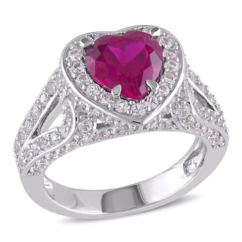 Created Ruby & White Sapphire Heart Ring