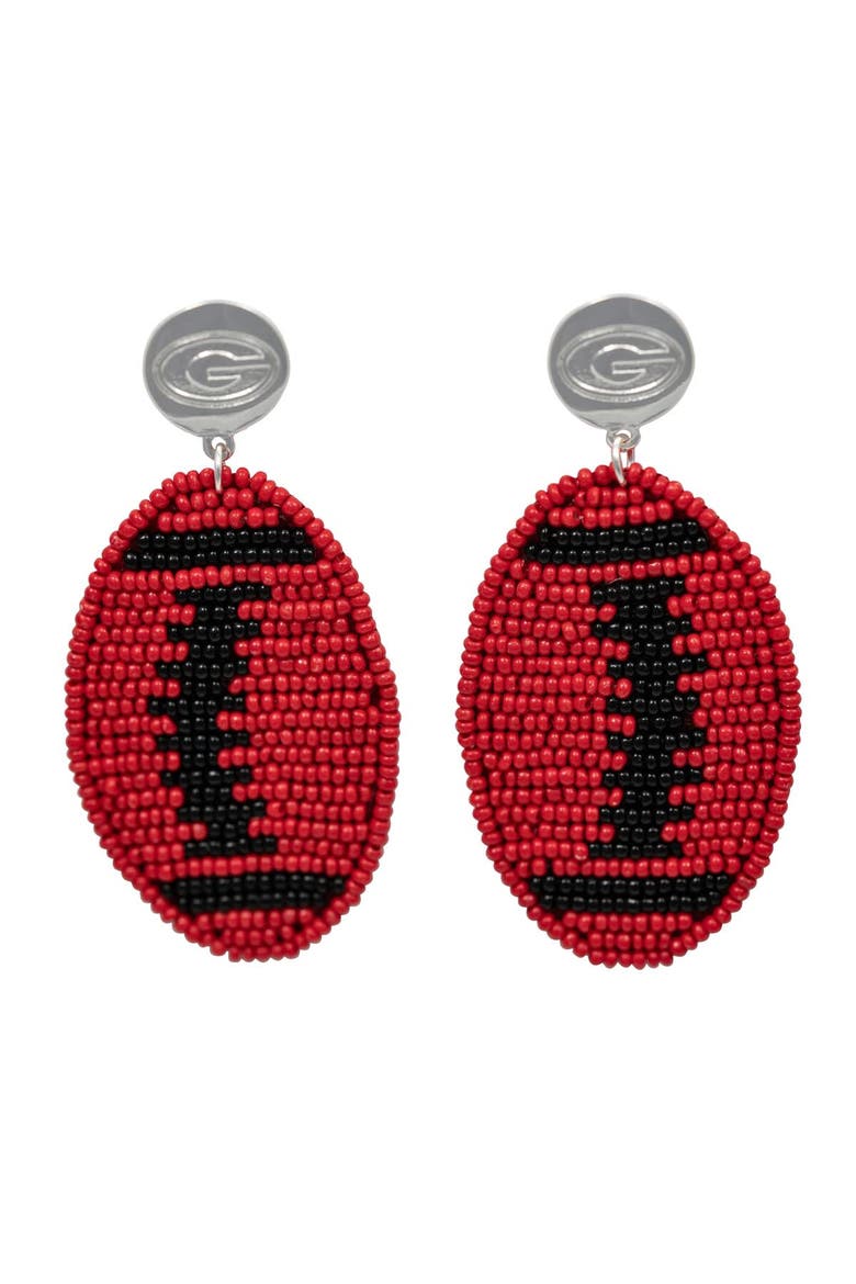 Georgia Bulldogs Touchback Earrings, Main, color, Silver