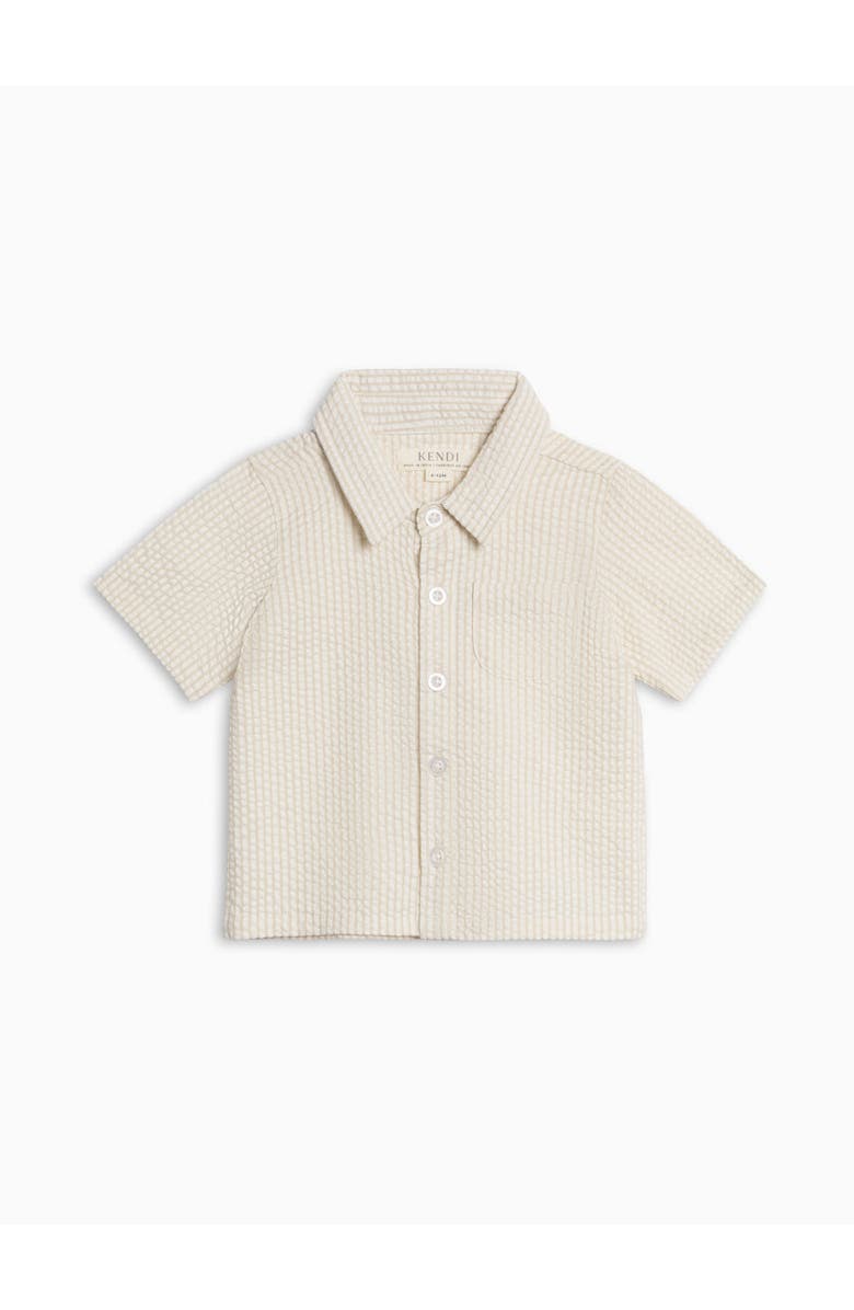 KENDI by Colored Organics Organic Landon Seesucker Button Down, Main, color, Dune Stripe