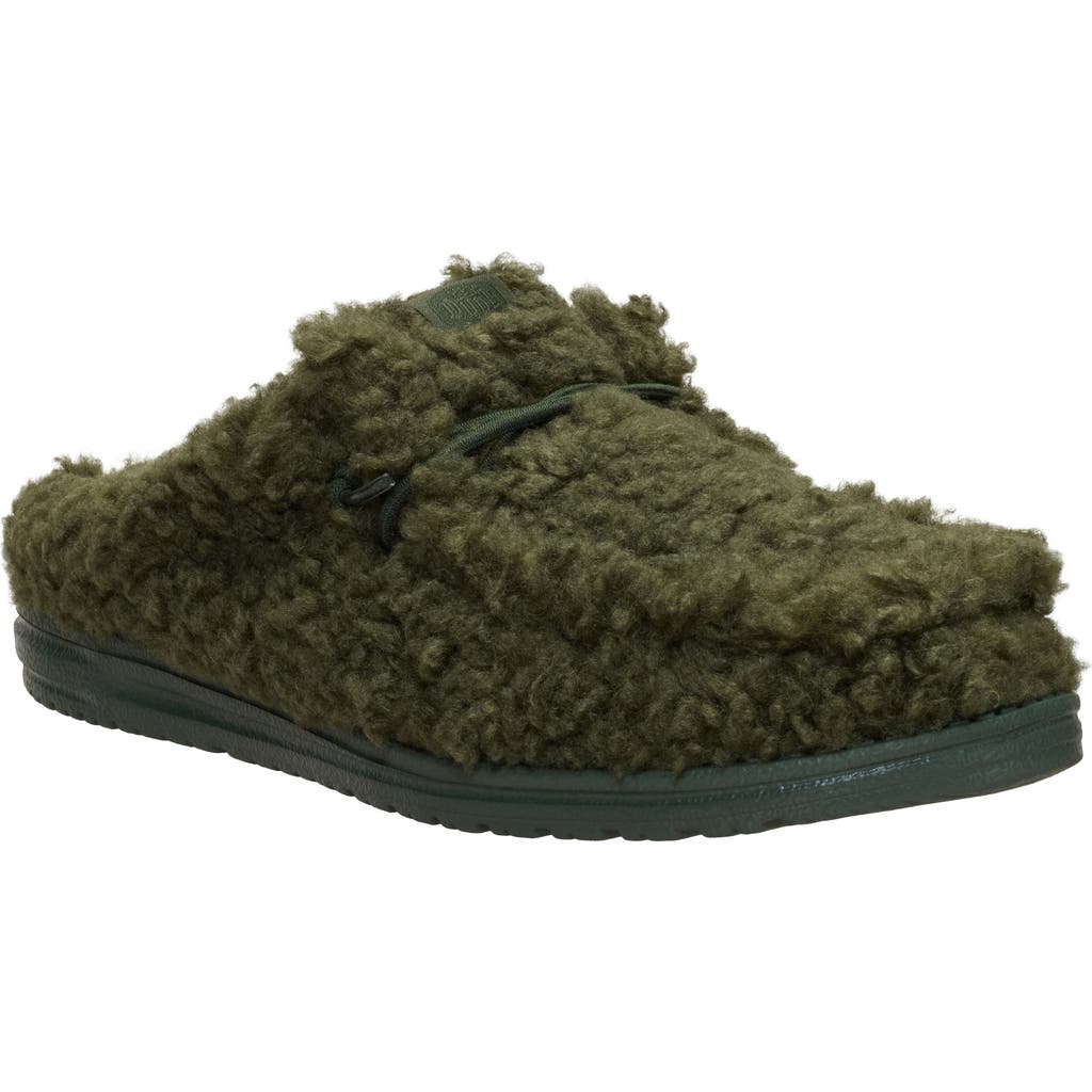 Hey Dude Wally Faux Shearling Slipper In Green
