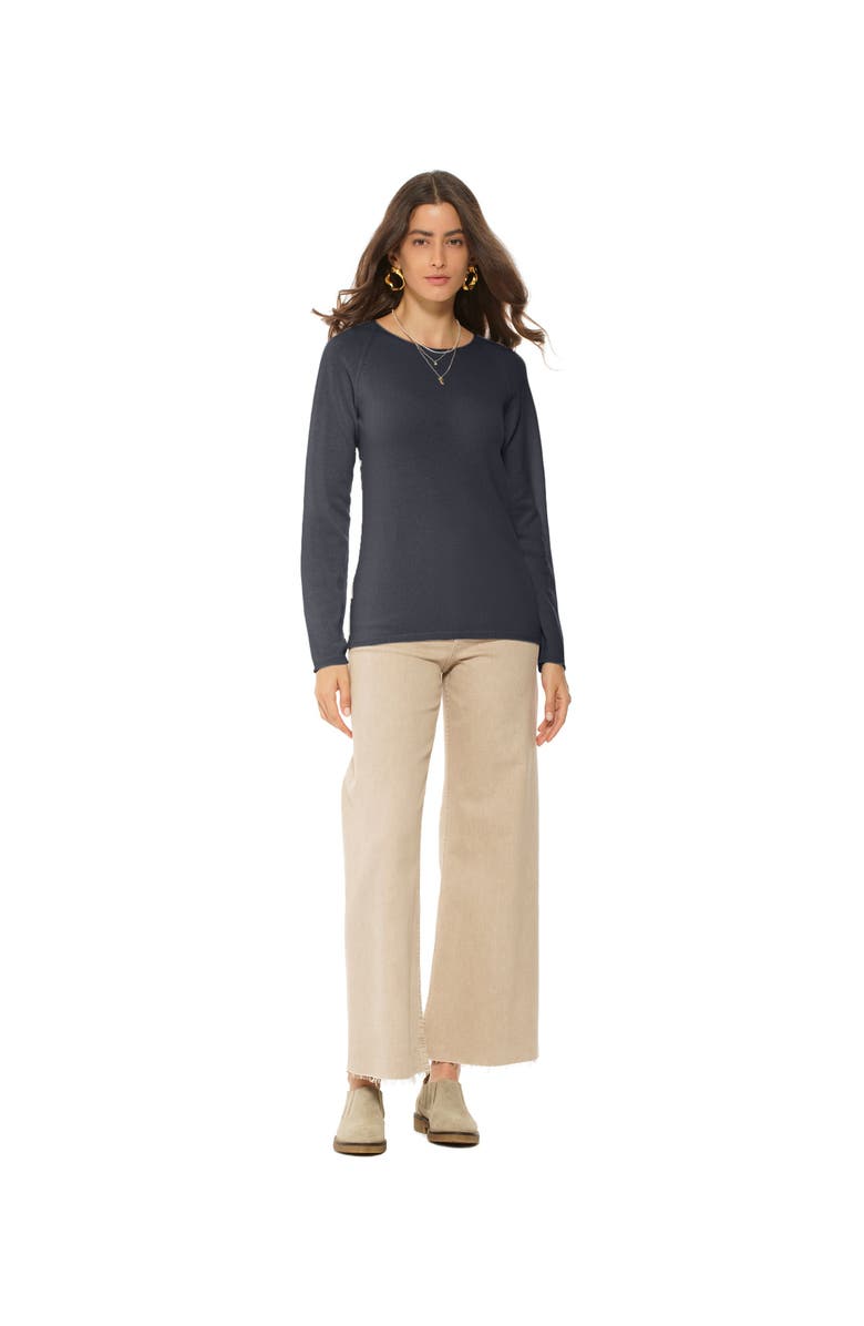 Monticelli Cashmere Ultralight Pure Cashmere Raglan Crewneck Sweater, Alternate, color, Charcoal