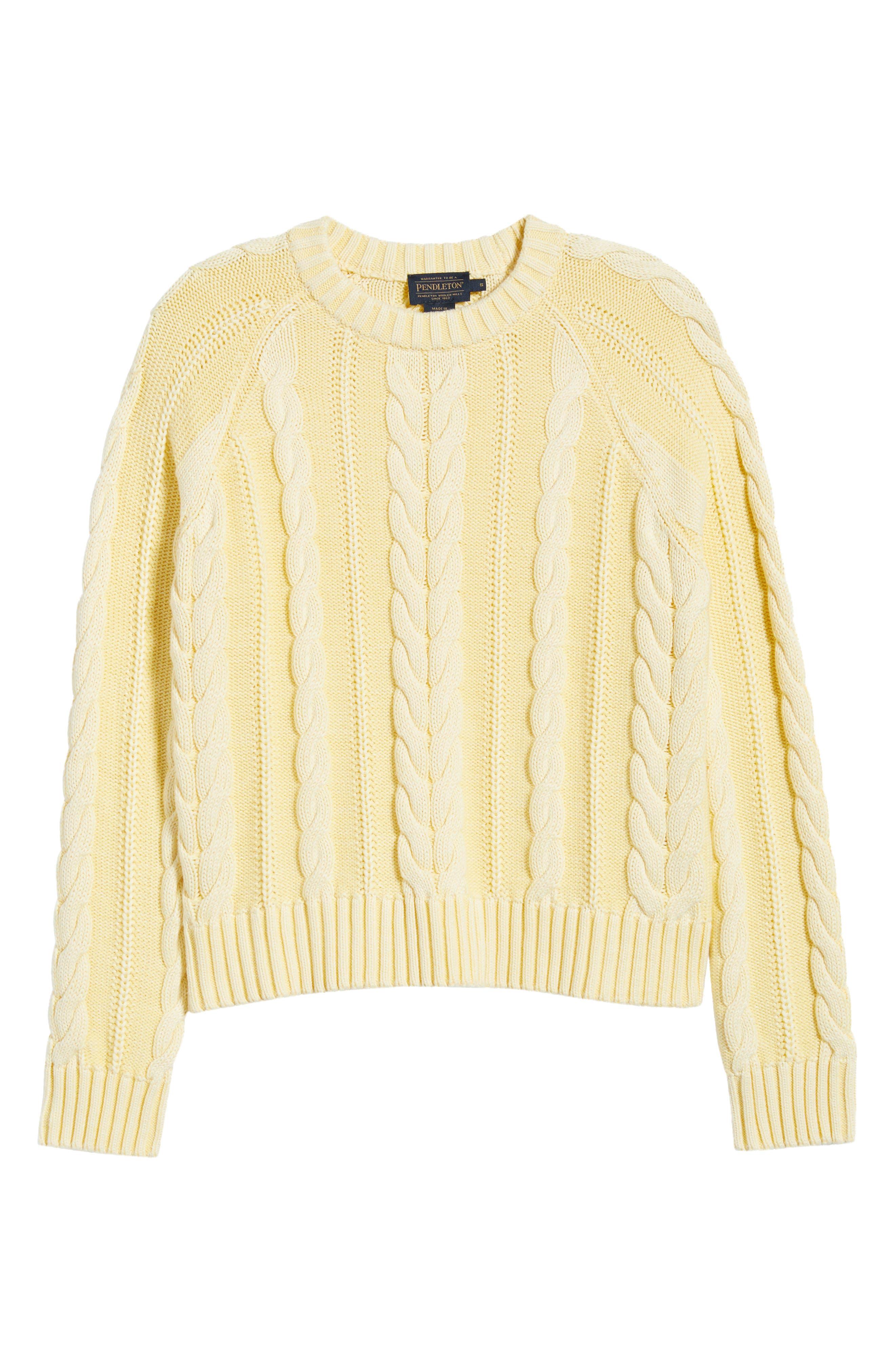 Pendleton Cable Stitch Cotton Sweater In Yellow