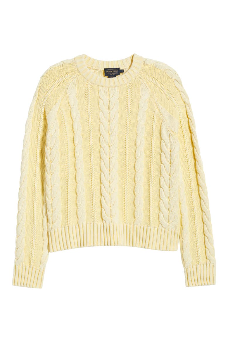 Cable Stitch Cotton Sweater, Alternate, color, BUTTER YELLOW