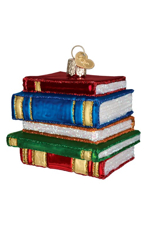 Old World Christmas Stack Of Books Glass Ornament In Multi
