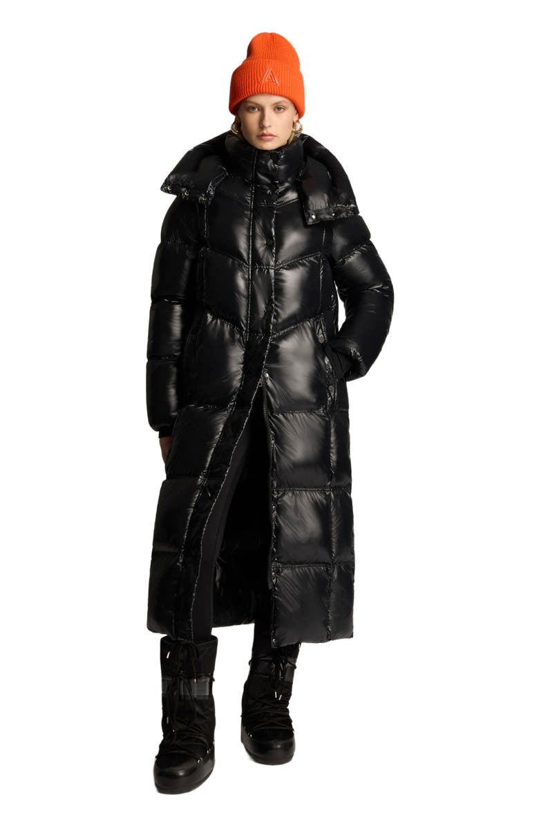 Alpenhaus Meribel Quilted Maxi Puffer with Removable Hood, Main, color, Black