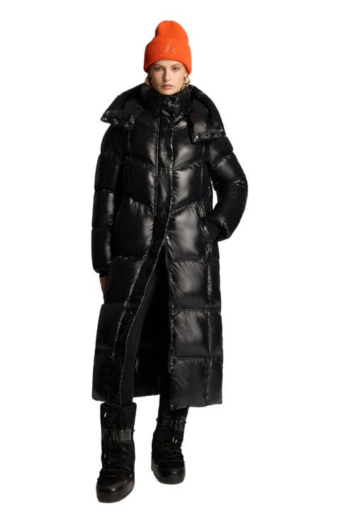Meribel Quilted Maxi Puffer with Removable Hood