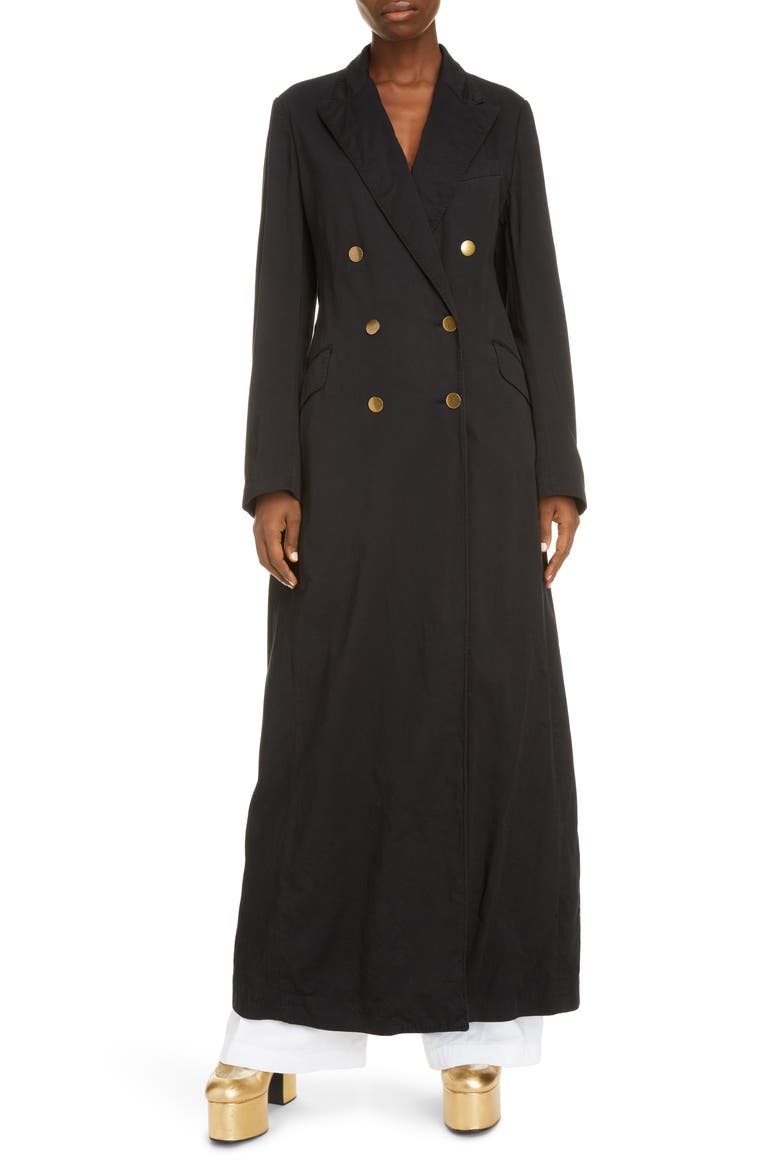Ride Double Breasted Cotton Coat, Main, color, BLACK