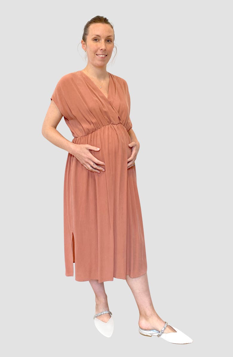 Emilia George Irene Maternity/Nursing Dress, Alternate, color, Salmon Pink