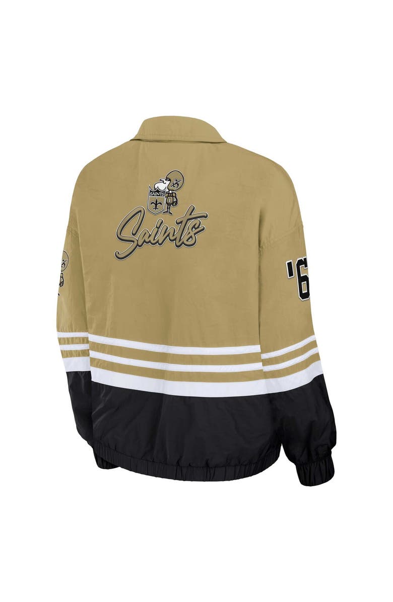WEAR by Erin Andrews Women's WEAR by Erin Andrews Gold New Orleans Saints Vintage Throwback Windbreaker Full-Zip Jacket, Alternate, color,