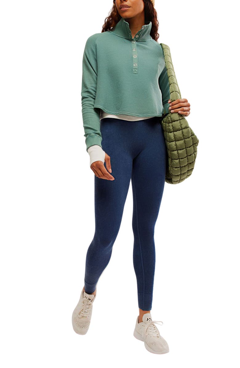 Free People FP Movement So Fly Cotton Henley Top, Alternate, color, Midnight Jade