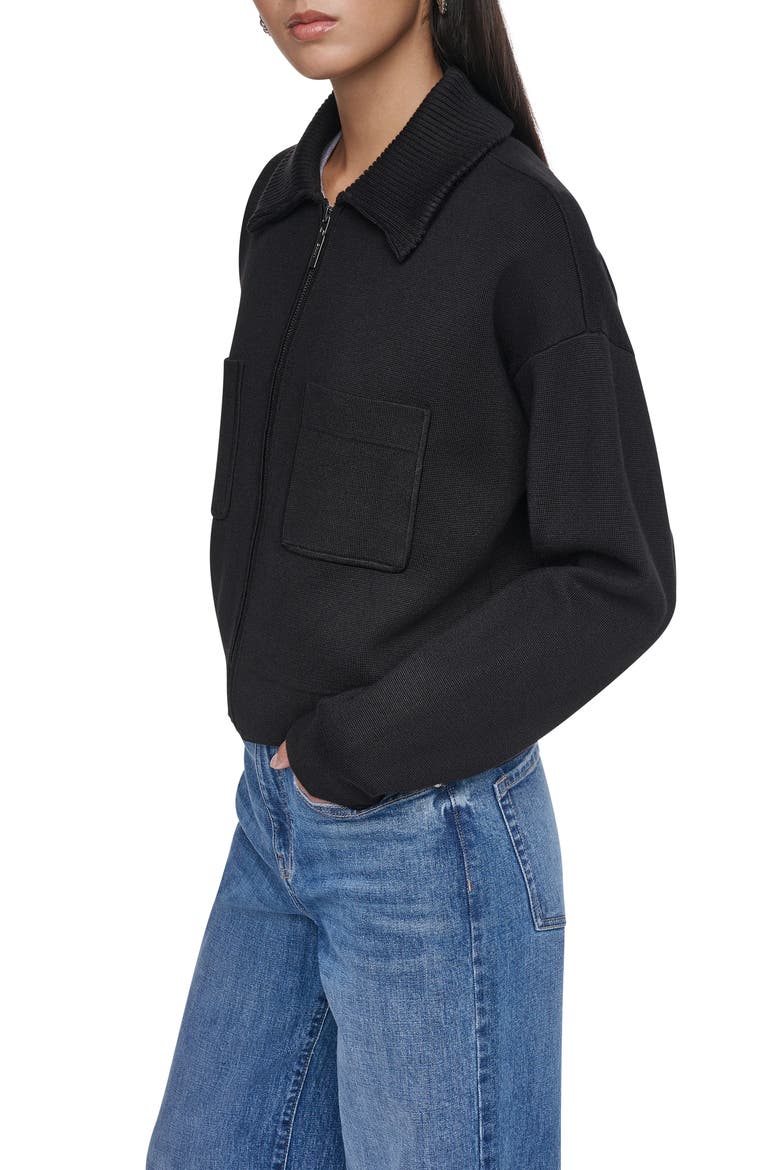 Essentials Zip Up Sweater Jacket, Alternate, color, BLACK