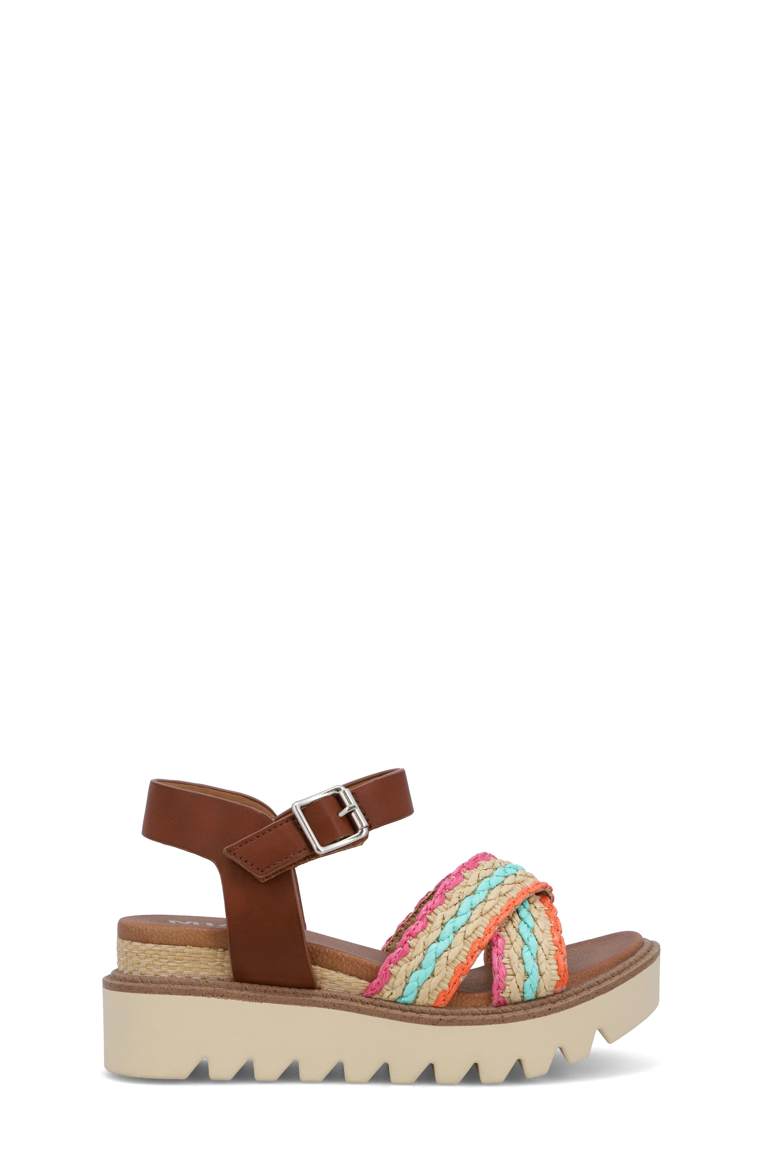MIA Kids' Zhella Platform Wedge Sandal, Alternate, color, Cognac Multi