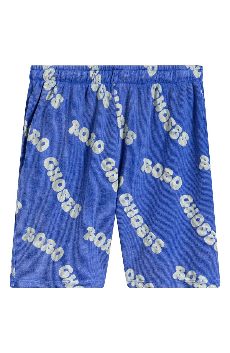 Bobo Choses Kids' Wavy Logo Organic Cotton Shorts, Main, color, Blue