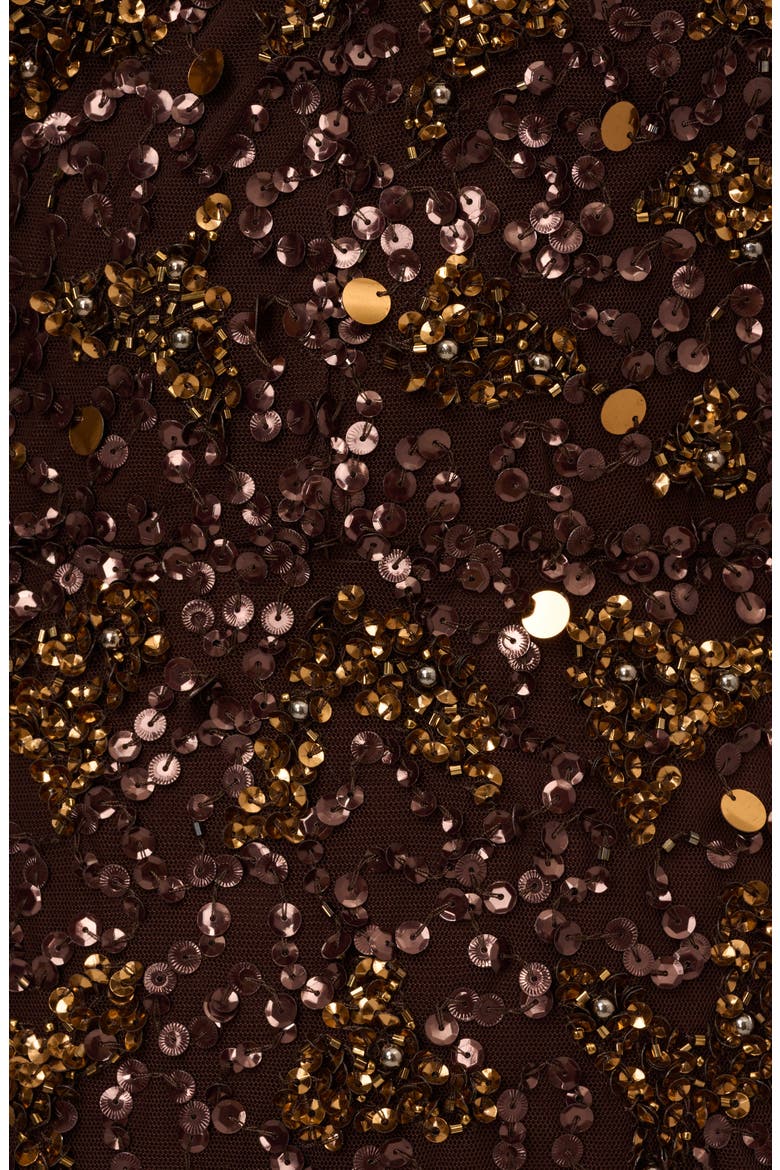 Beaded One-Shoulder Gown, Alternate, color, CHOCOLATE