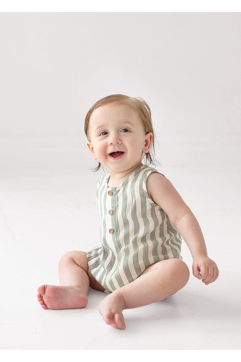 Finn Sleeveless Striped Romper, Alternate, color, Green