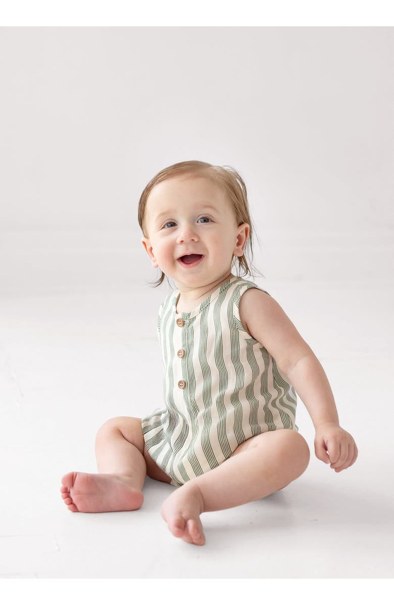 Beckett and Bear Finn Sleeveless Striped Romper, Alternate, color, Green