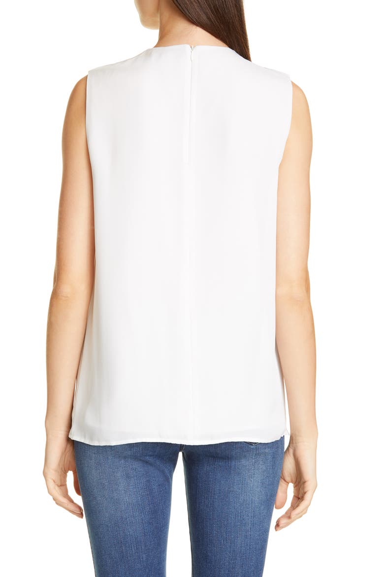 Silk Georgette Sleeveless Blouse, Alternate, color, WHITE/ NAVY