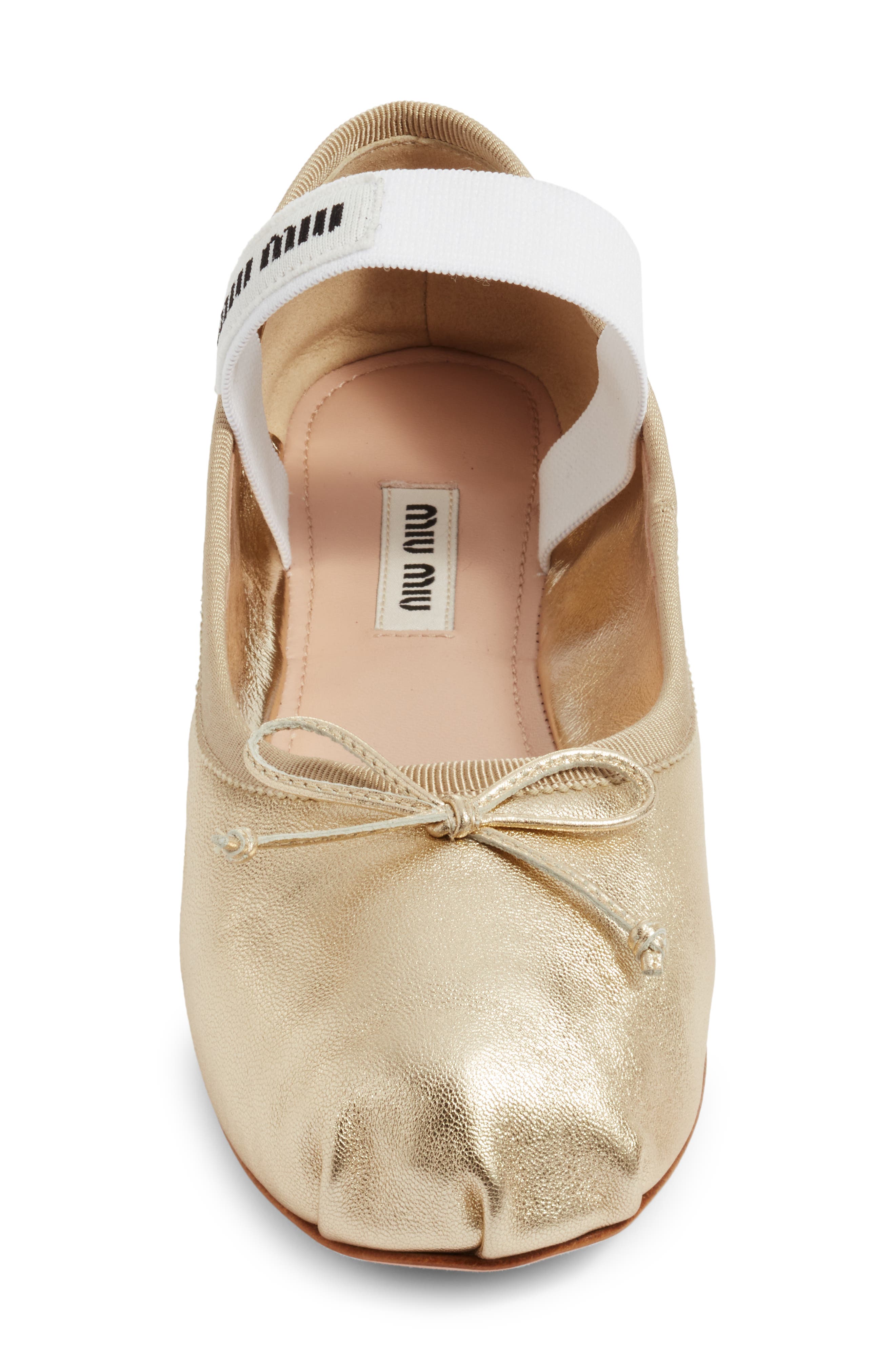 Miu Miu Logo Band Ballet Flat, Alternate, color, 