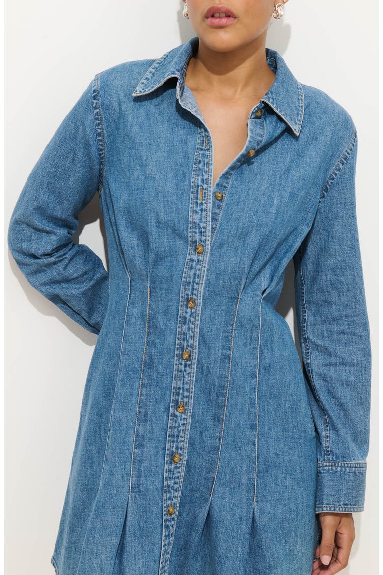 Camille Long Sleeve Denim Shirtdress, Alternate, color, MEDIUM WASH