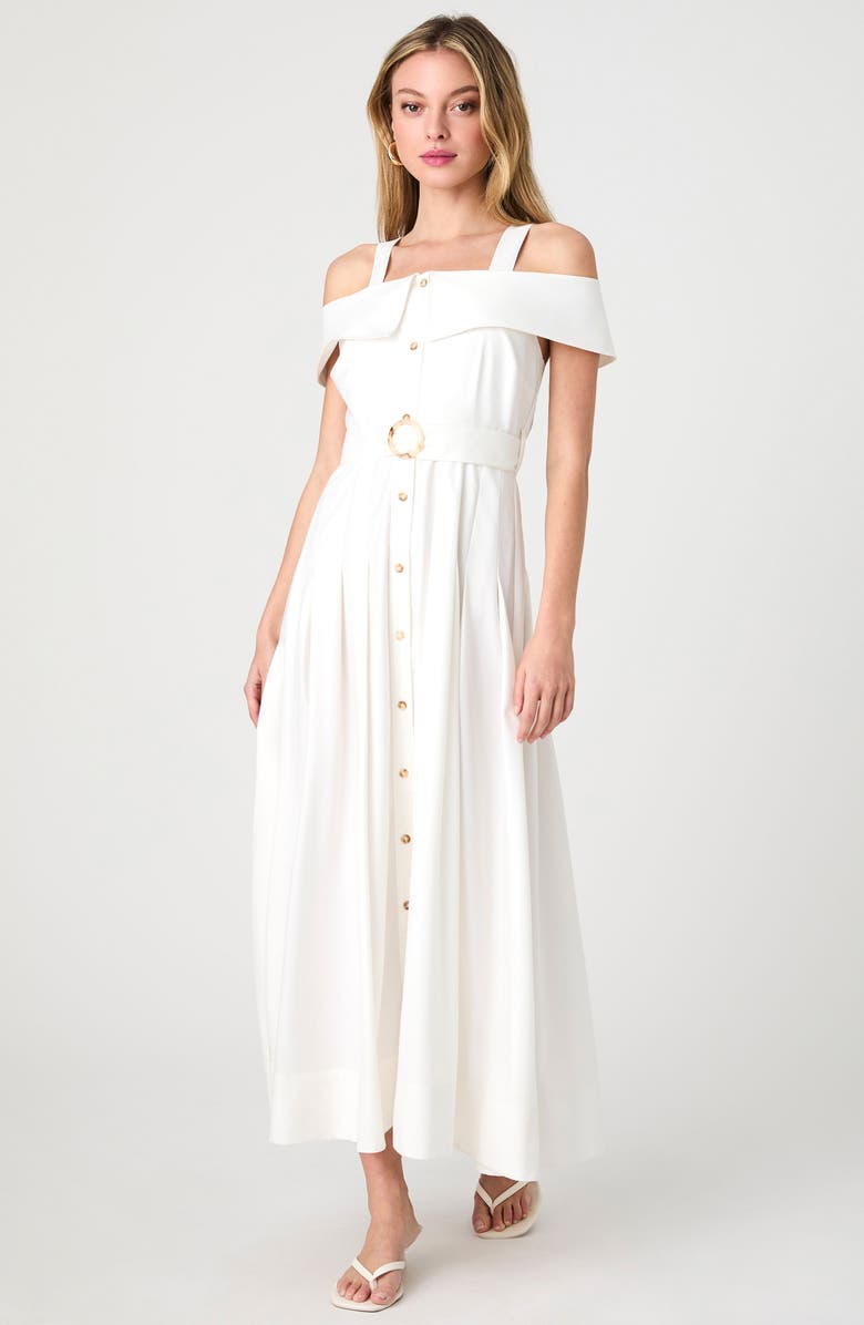 French Connection Belted Cold Shoulder Maxi Dress, Alternate, color, 10-Summer White