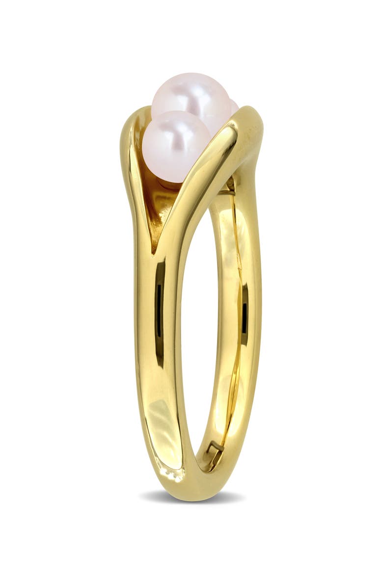 Cultured Freshwater Pearl Curved Ring, Alternate, color, WHITE GOLD