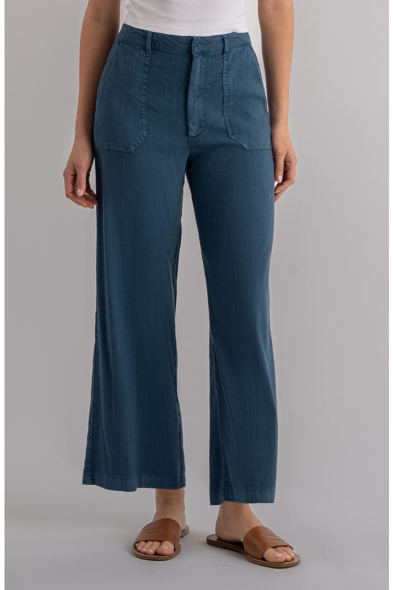Topaz High Waist Crop Wide Leg Linen Blend Pants, Main, color, COASTAL BLUE