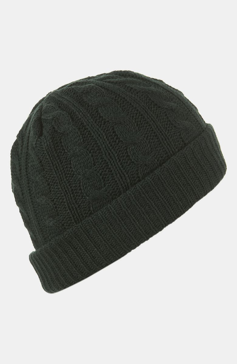 Topman Cable Knit Cap, Main, color,