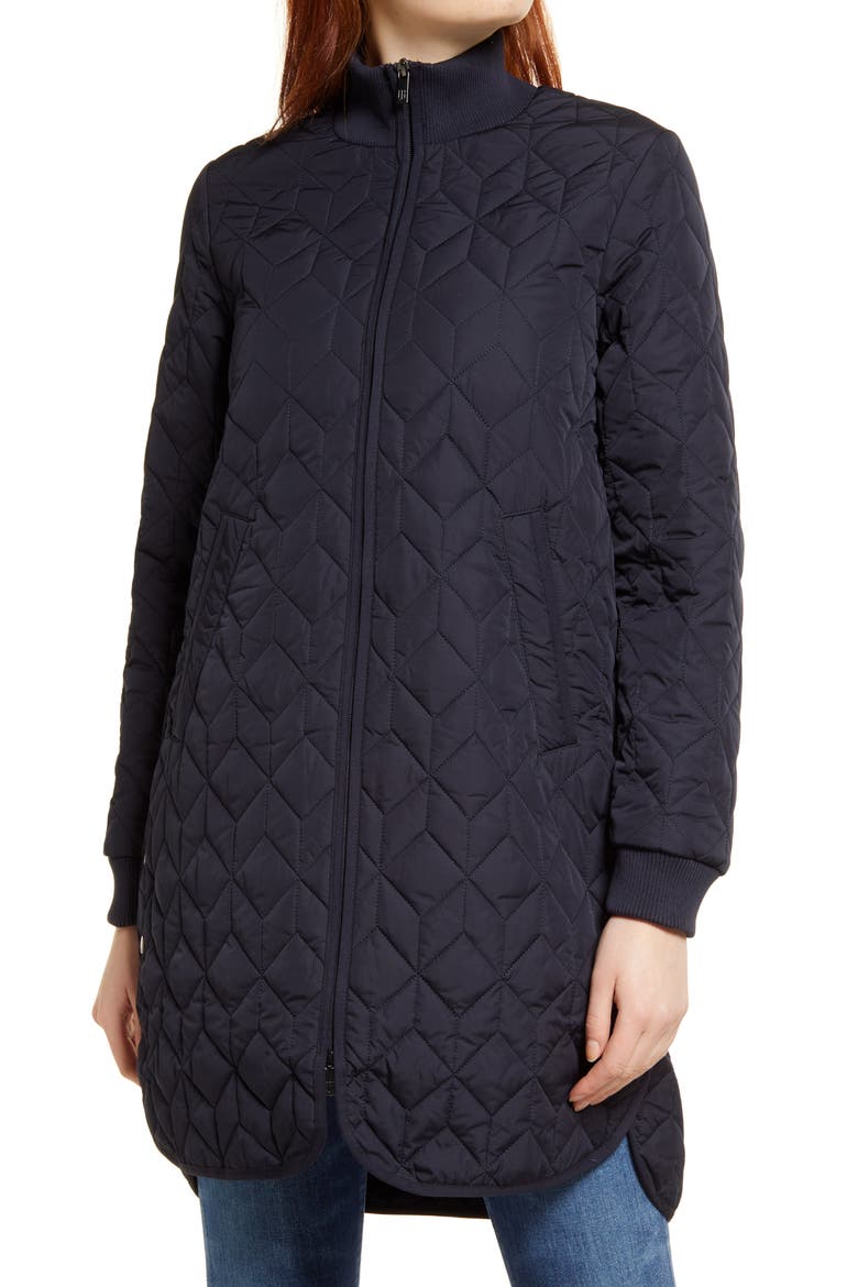 Isle Jacobsen Long Quilted Jacket, Alternate, color, DARK INDIGO