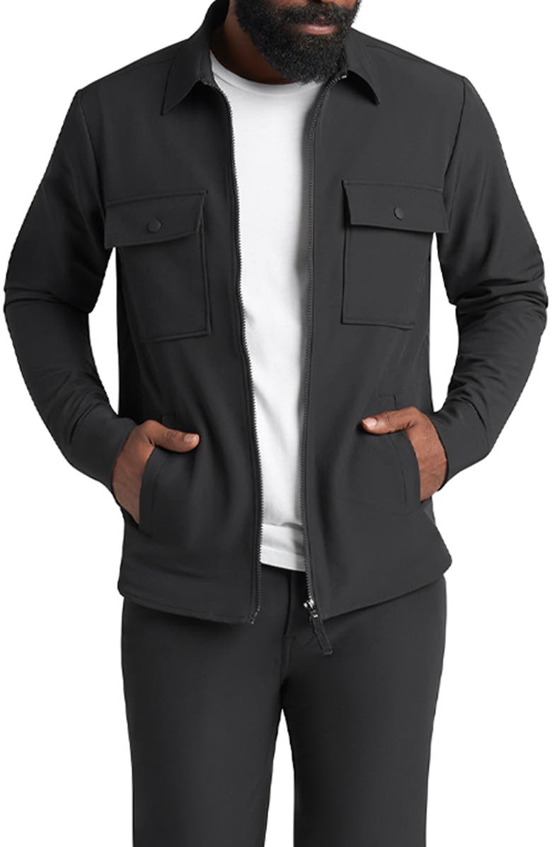 Goodlife Solid Water Repellent Stretch Zip-Up Shirt Jacket, Main, color, 