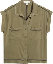 Cloth & Stone Openwork Detail Short Sleeve Button-Up Shirt