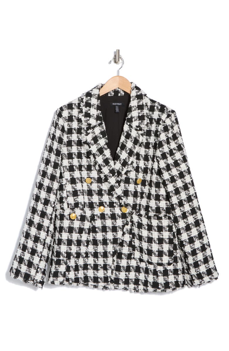 Ellen Tracy Houndstooth Double Breasted Tweed Blazer, Alternate, color, 