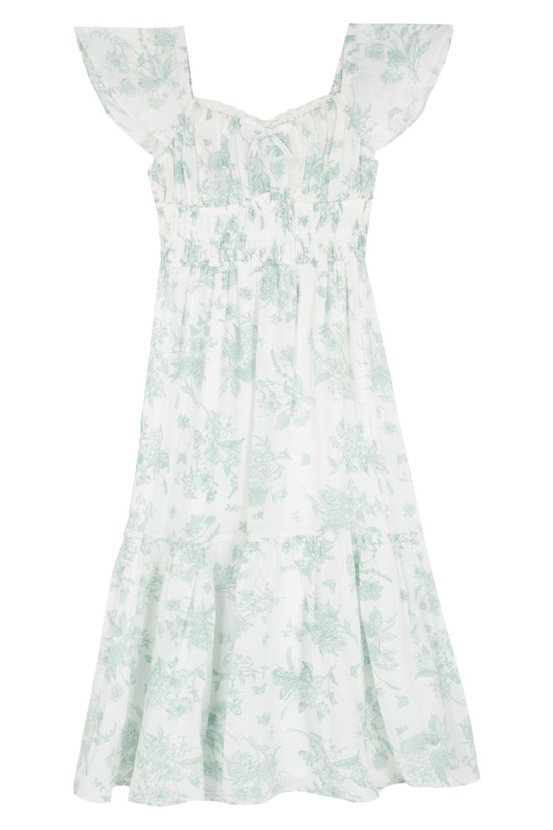 Kids' Floral Smocked Dress, Main, color, SAGE