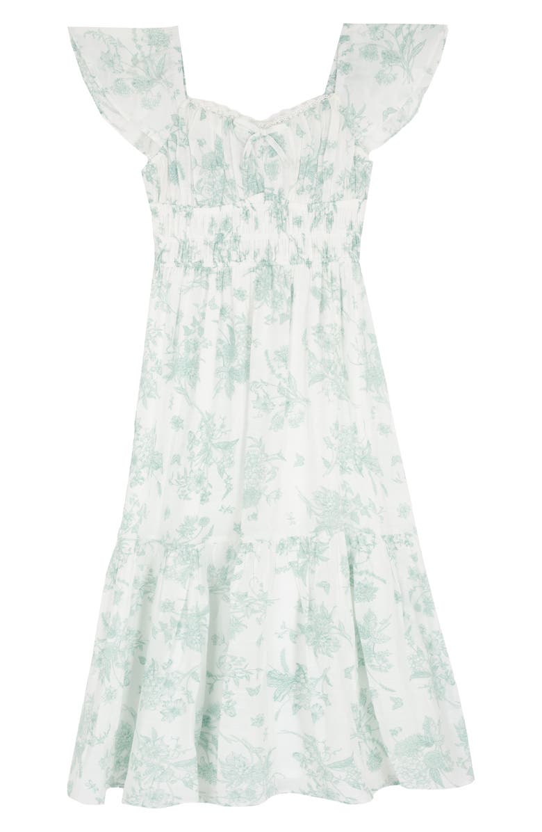 Rare Editions Kids' Floral Smocked Dress, Main, color, Sage