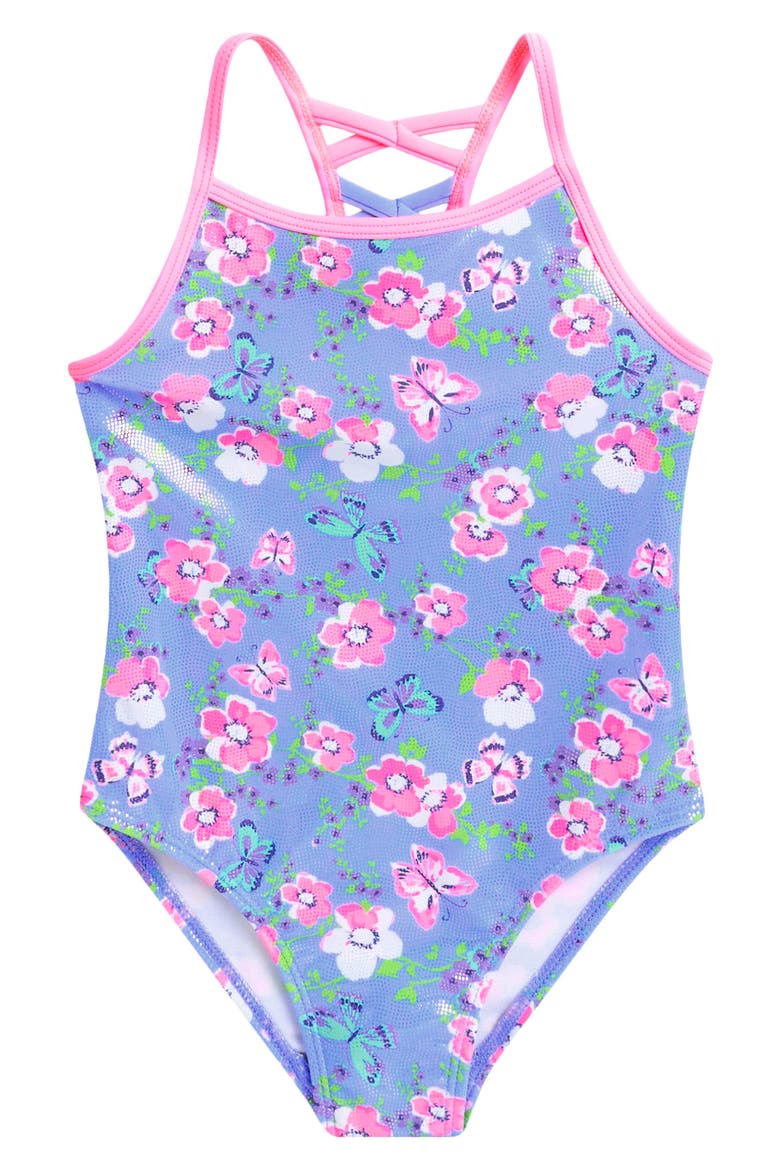Kids' Foil Print One-Piece Swimsuit, Main, color, PRINT