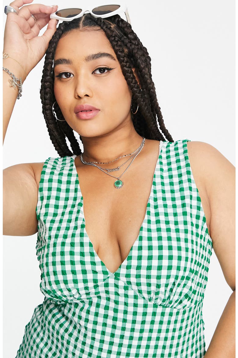 Curve Gingham Maxi Sundress, Alternate, color, GREEN