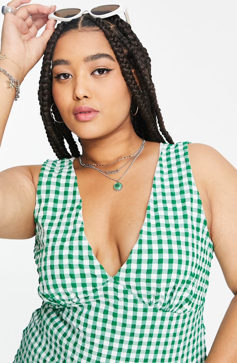 ASOS DESIGN Curve Gingham Maxi Sundress, Alternate, color,