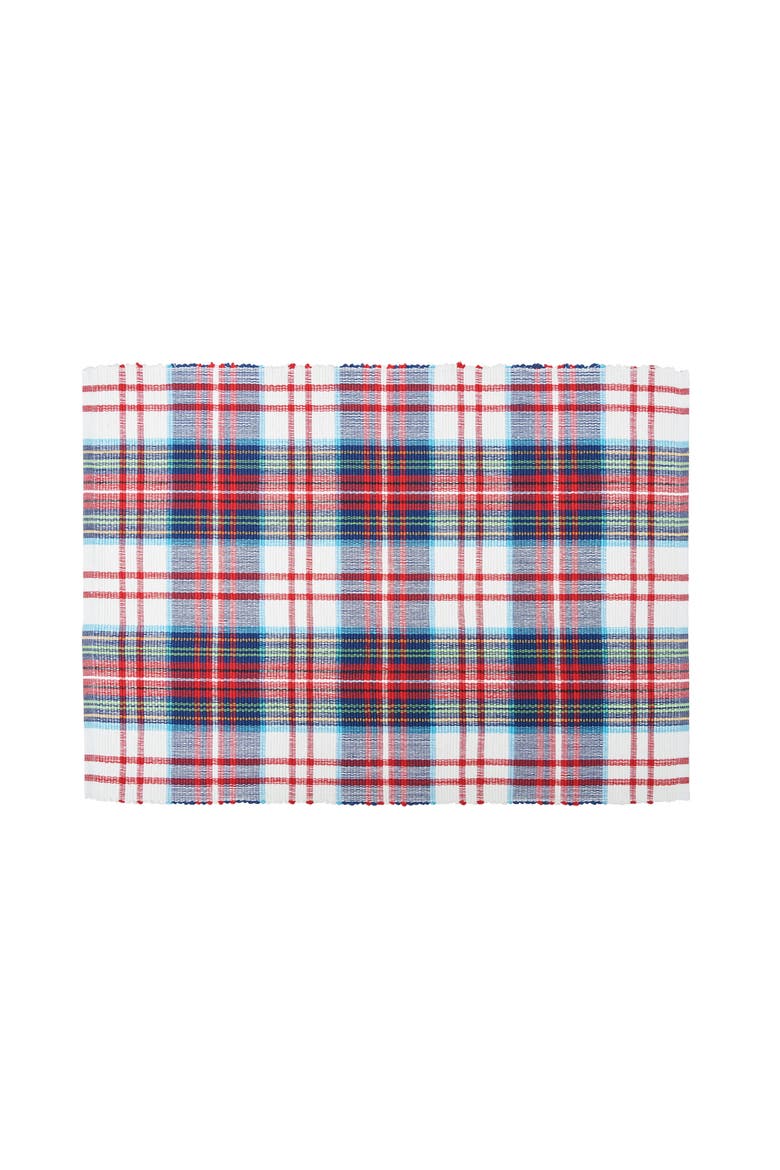 Morris Plaid Red And Green Woven Placemats Set of 6 Rustic Lodge, 13" x 19", Main, color, Green