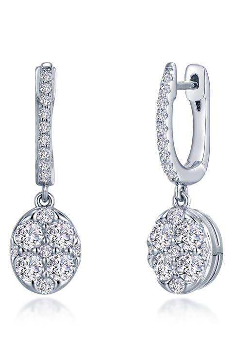 Simulated Diamond Pavé Disc Huggie Earrings