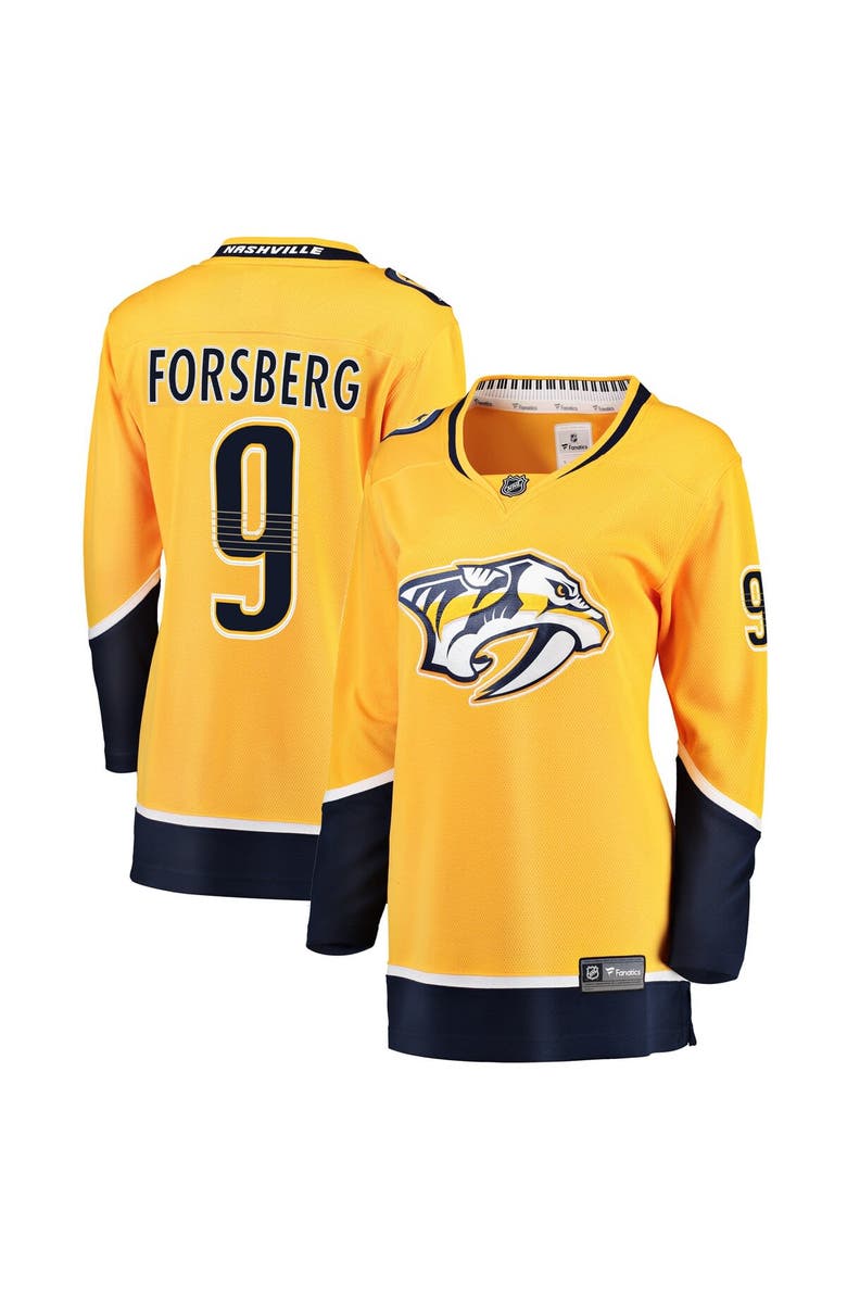 FANATICS Women's Fanatics Branded Filip Forsberg Gold Nashville Predators Breakaway Player Jersey, Main, color, Gold
