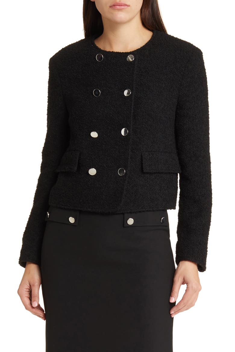 Jesetta Double Breasted Jacket, Alternate, color, BLK