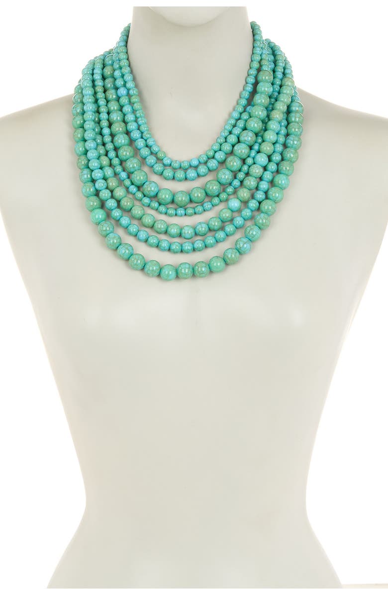 EYE CANDY LOS ANGELES Stone Layered Necklace & Earrings Set, Alternate, color, Turquoise