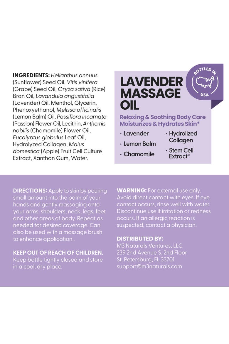 Relaxing Massage Oil, Lavender, 8fl oz, Alternate, color, None