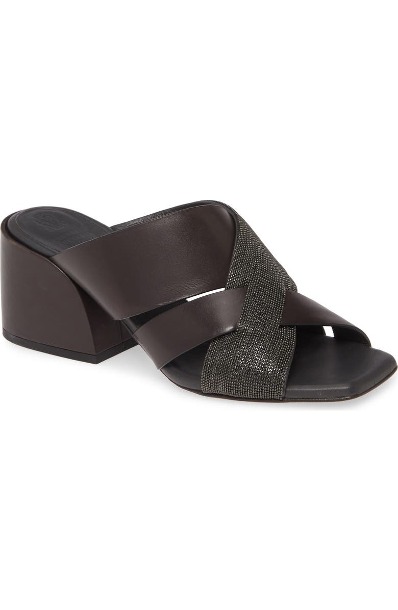 Brunello Cucinelli Asymmetric Cross Strap Slide Sandal, Main, color,