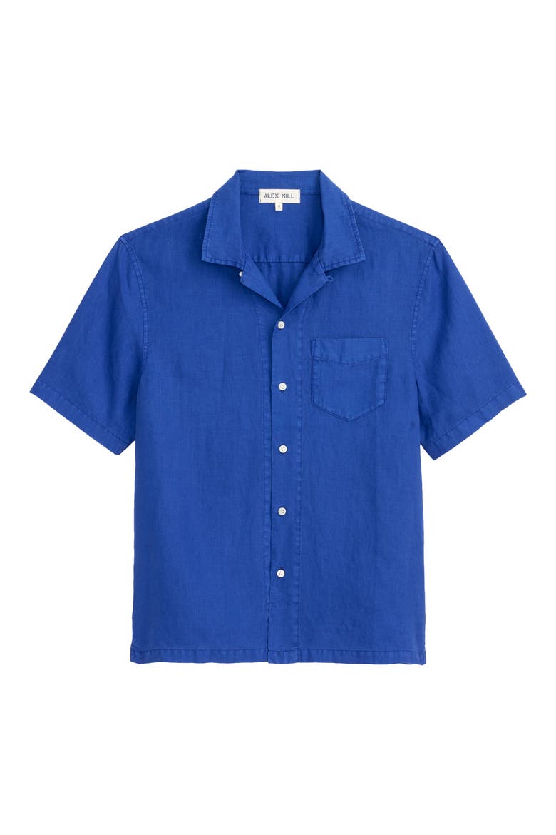 Linen Camp Shirt, Alternate, color, COBALT