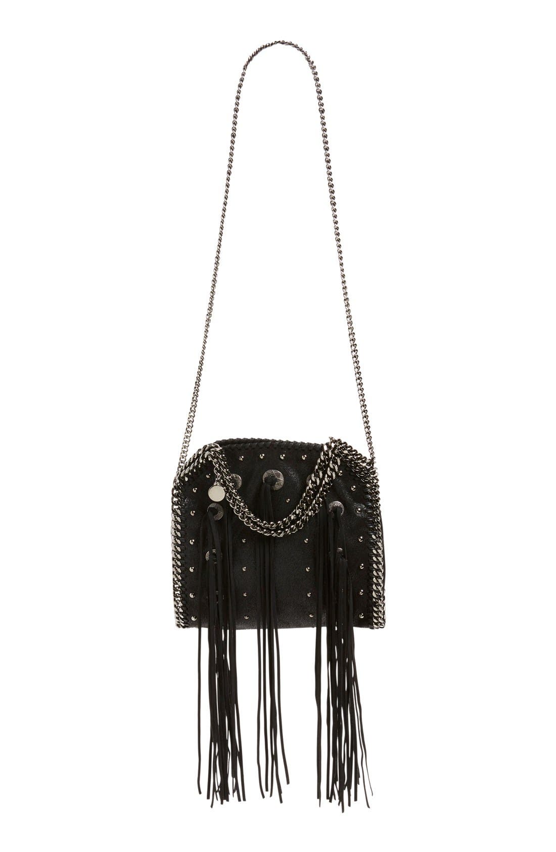 Stella McCartney 'Mini Falabella' Fringe Faux Leather Tote, Main, color, 