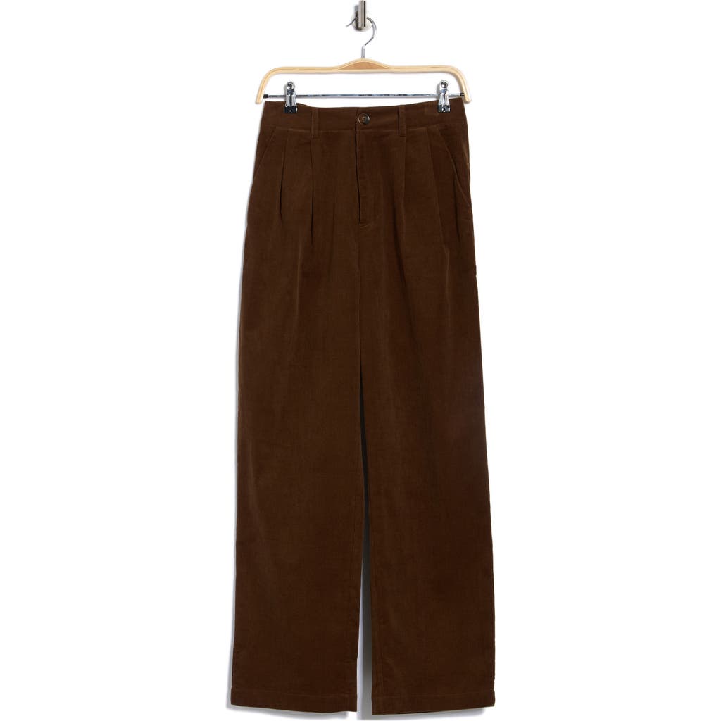 Elodie Pleated Corduroy Pants In Brown