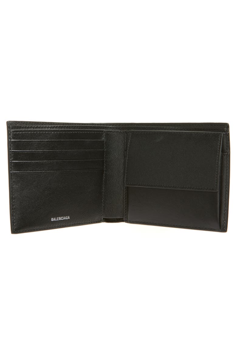 Balenciaga Leather Bifold Wallet, Alternate, color, Black